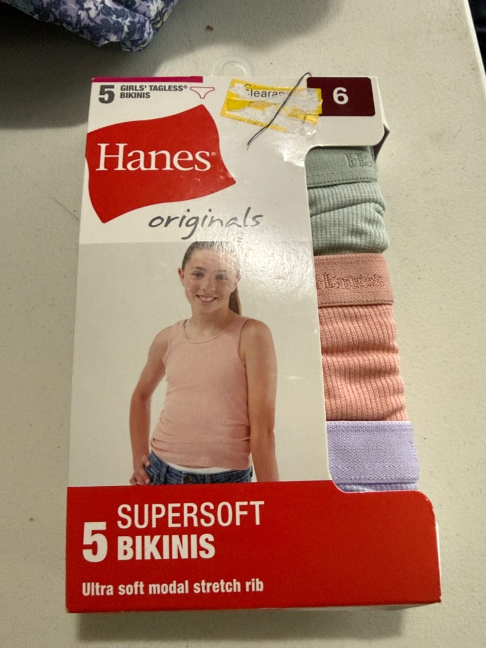 Hanes Girls' 5-Pack Supersoft Tagless Bikinis - Pink, Mint, Peach, Lavender